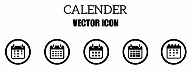 Calendar icon template set, day, month, year isolated white background. Stock vector illustration.