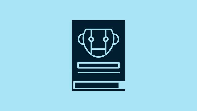Blue User manual icon isolated on blue background. User guide book. Instruction sign. Read before use. 4K Video motion graphic animation