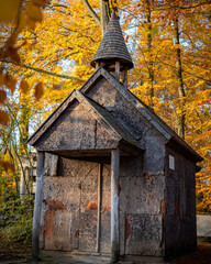 Rustic Charm: An Old Wooden Shed in the Fall