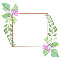 frame with flowers and leaves