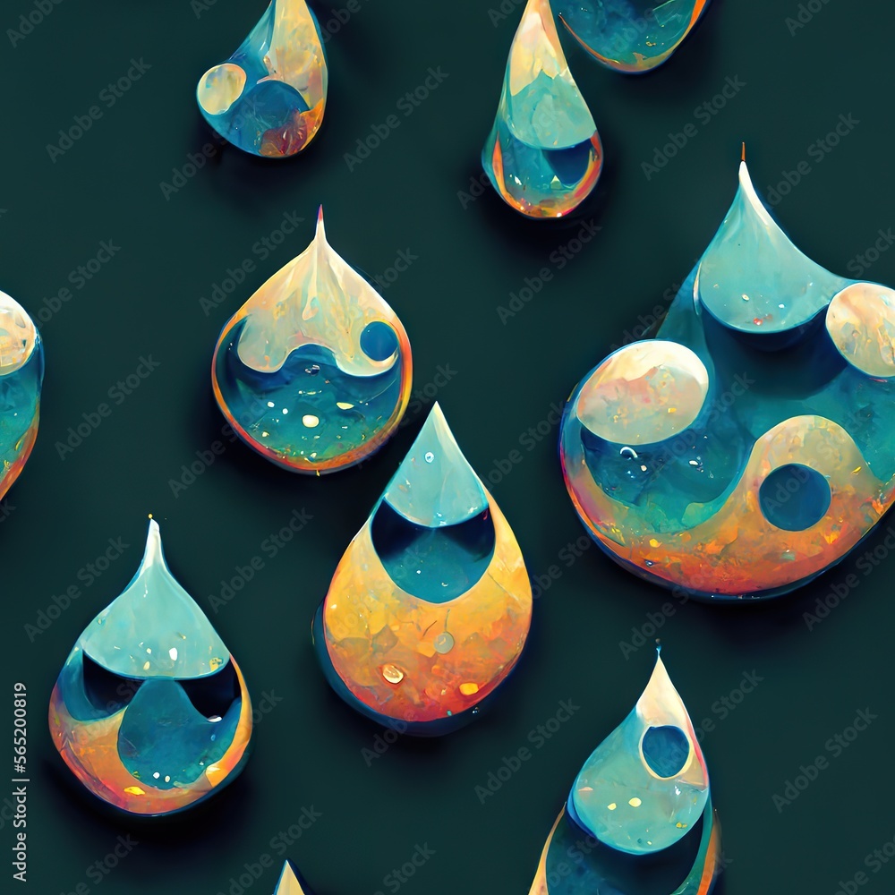 Wall mural Water drops patter, Generative AI