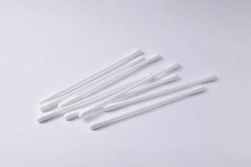 Cotton buds isolated on a white background. Group of cotton buds