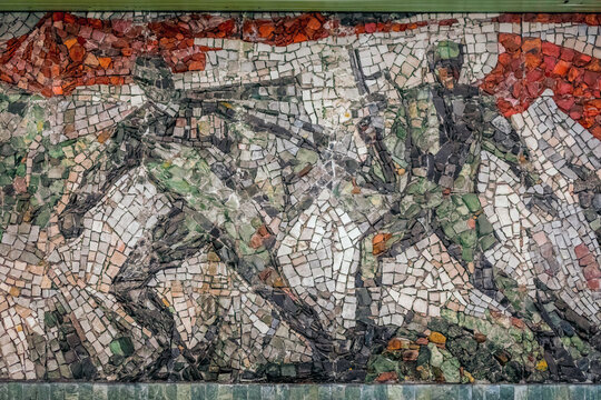 Abandoned communist mosaic of former Soviet Union in Prague, Czech Republic