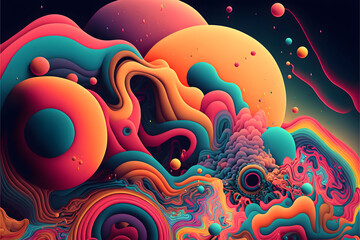 Abstract psychedelic background made with Generative AI technology	
