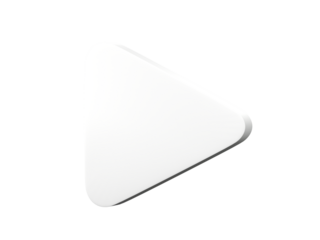 3D video play button isolated on transparent background PNG file format.