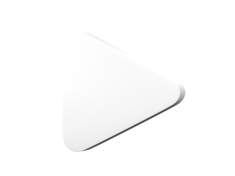 3D video play button isolated on transparent background PNG file format.