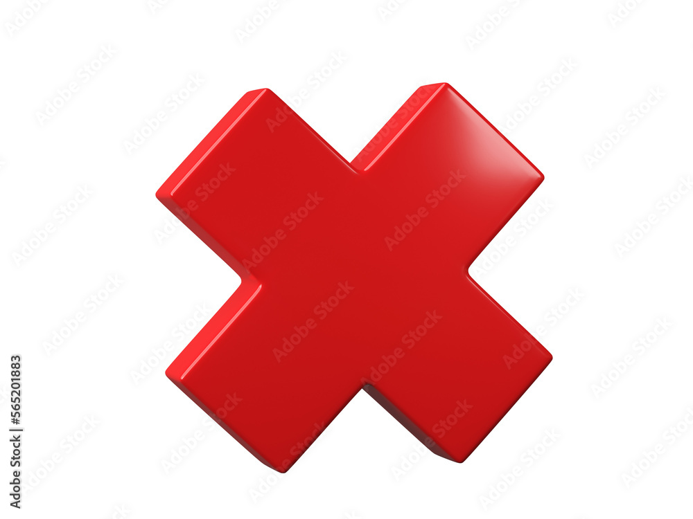 Poster 3d check mark cross sign isolated on transparent background png file format.