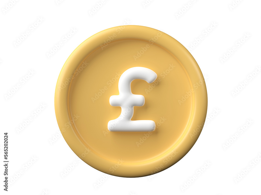 Poster 3d coins with pound sign isolated on transparent background png file format.