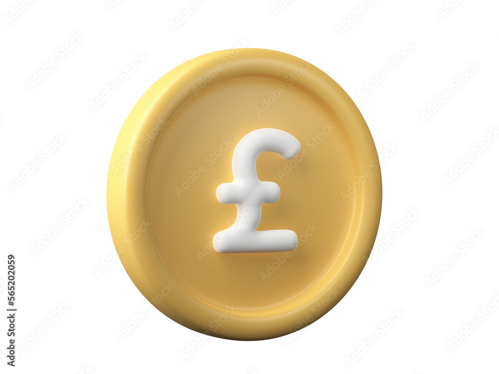 Poster 3d coins with pound sign isolated on transparent background png file format.