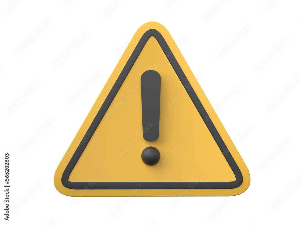 Poster 3d warning sign isolated on transparent background png file format.