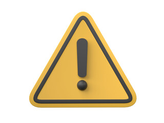 3D warning sign isolated on transparent background PNG file format.