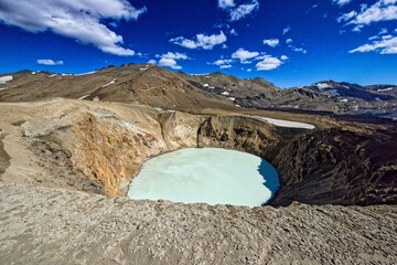 Drekagil,Herdubreid mountain in the Highlands of Iceland.The lake Oskjuvatn in the Iceland.