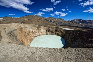 Drekagil,Herdubreid mountain in the Highlands of Iceland.The lake Oskjuvatn in the Iceland.