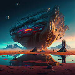 Atmosphere on extraterrestrial planets as background idea for sci-fi theme.Generative Ai