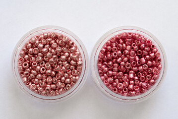 Pink Beads in a Container