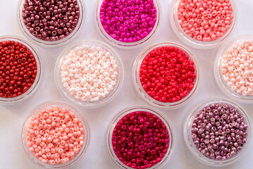 Pink Beads in a Container