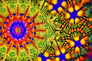 Close=up kaleidoscope  with bright colors