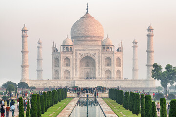 The Taj Mahal on blue sky background