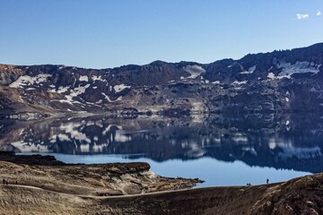 Drekagil,Herdubreid mountain in the Highlands of Iceland.The lake Oskjuvatn in the Iceland.