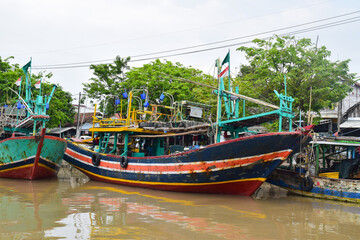 Fototapeta na wymiar Traditional fishing boat in Pasuruan Indonesia harbor. on the island of Java