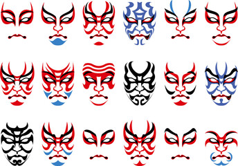 日本の伝統文化　歌舞伎の化粧　隈取りのセット
