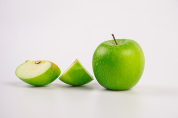 Fresh green apples isolated on white background