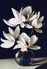 Obraz na płótnie Canvas White flower on black Background. Genarative Ai