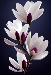 White flower on black Background. Genarative Ai