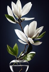 White flower on black Background. Genarative Ai