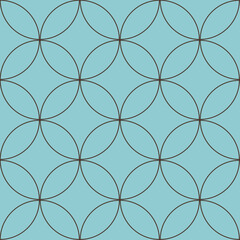 Interlocking circles White and Blue pattern. Seamless background tile.