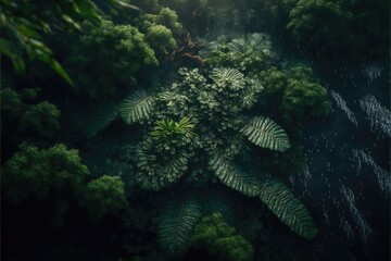 Fototapeta na wymiar Tropical fern in the jungle. Genarative AI