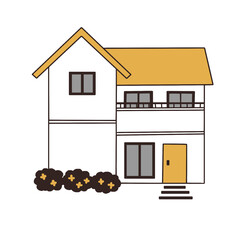 黄色い屋根の家のイラスト
