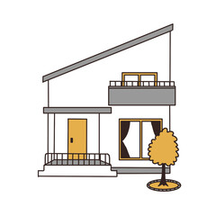 片流れの家のイラスト