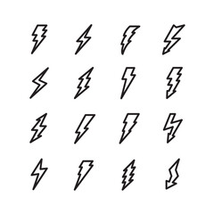 Thunder icon set with line art style