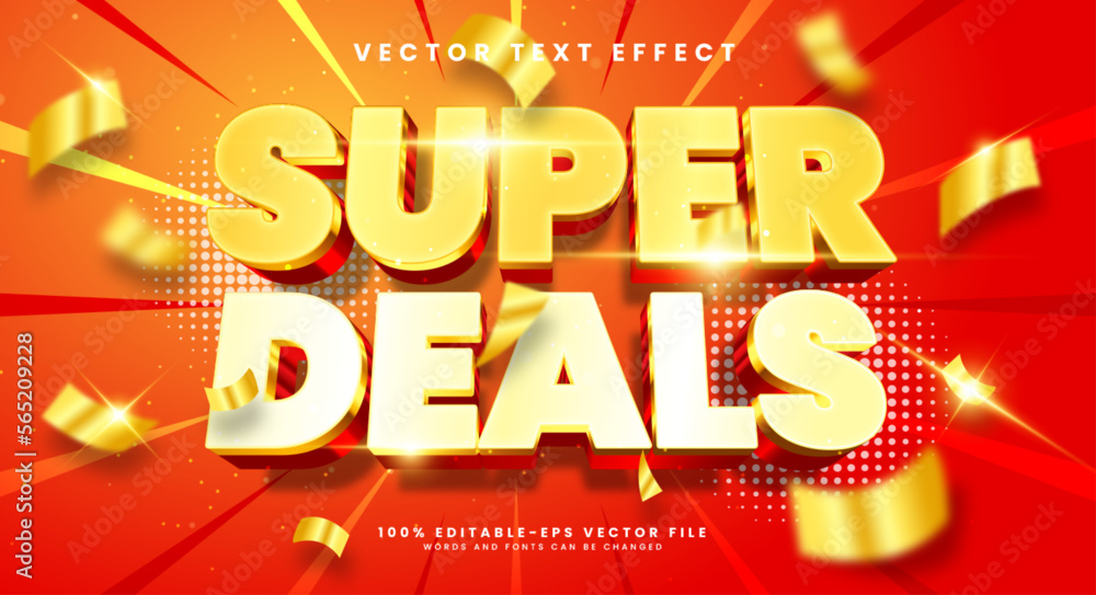 Poster super deal 3d editable vector text style effect