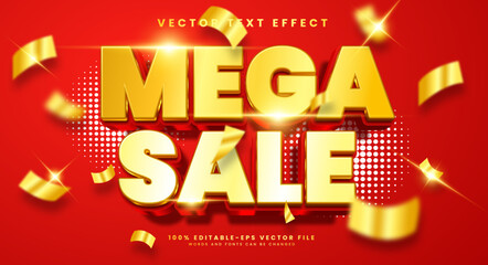 Mega sale 3d editable vector text style effect, suitable for promotion product name
