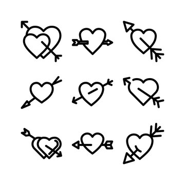 heart arrow icon or logo isolated sign symbol vector illustration - high quality black style vector icons
