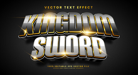 Kingdom sword 3d editable vector text effect with dark luxury concept.
