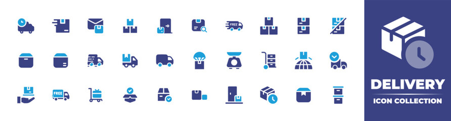 Delivery  icon set full style. Solid, disable, gradient, duotone, regular, thin. Vector illustration and transparent icon.