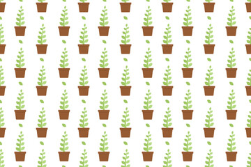 Plant in pot seamless pattern on white background vector design