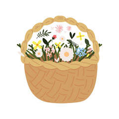 basket with flowers spring