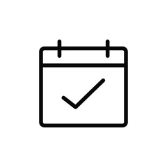Calendar, check date icon vector illustration. Linear symbol with thin outline. The thickness is edited. Minimalist style. Exclusive quality of execution in material design. Line thickness 20