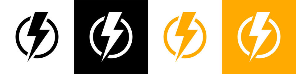 Lightning bolt icon set