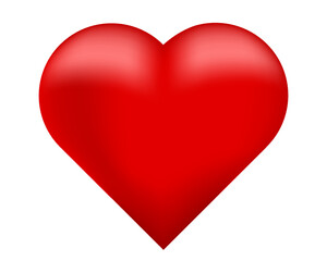 red three-dimensional heart, isolated image on white