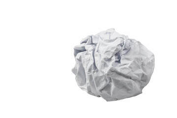 A piece of crumpled white paper isolated on transparent background png file