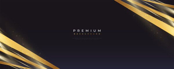 Luxury and Elegant Blue and Gold Background with Golden Light and Paper Cut Style. Can be Used for Award, Banner, Card, Nomination, Ceremony, Formal Invitation or Certificate Design