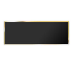 black gradient with golden stroke blank frame with shadow on transparent background