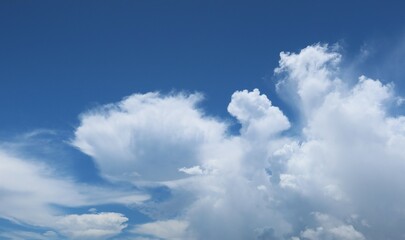 Beautiful view on blue sky with shaped clouds