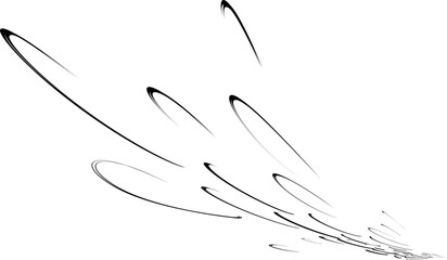 Sketchy splashes or traces of movement scattered upon landing (falling). For logos, postcards, banners. Vector.