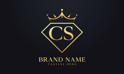 Diamond crown vector. Luxury queen logo for jewelry vector with letters
